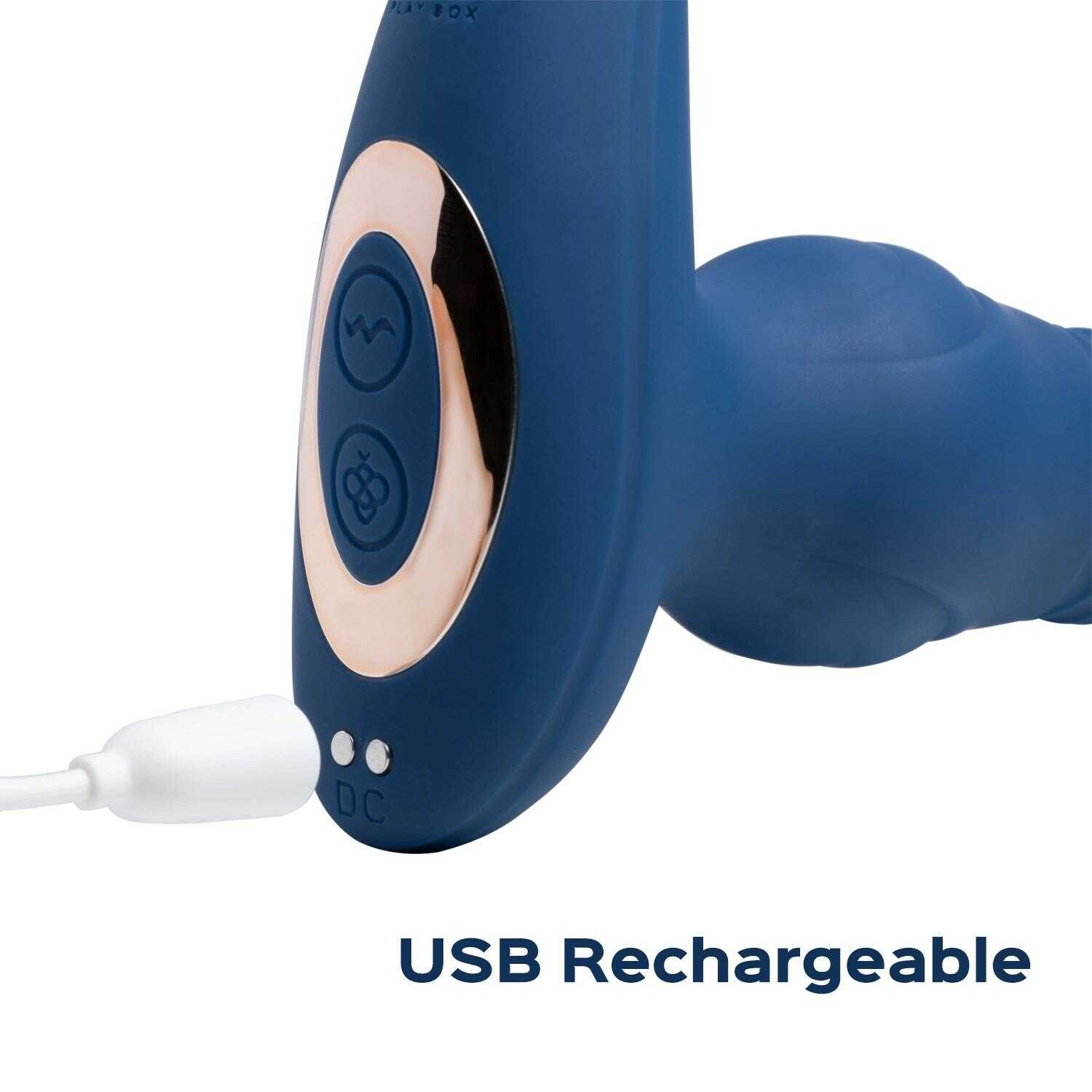 Cyrus - Vibromasseur de prostate va et vient contrôlé par application - Bleu – Image 2