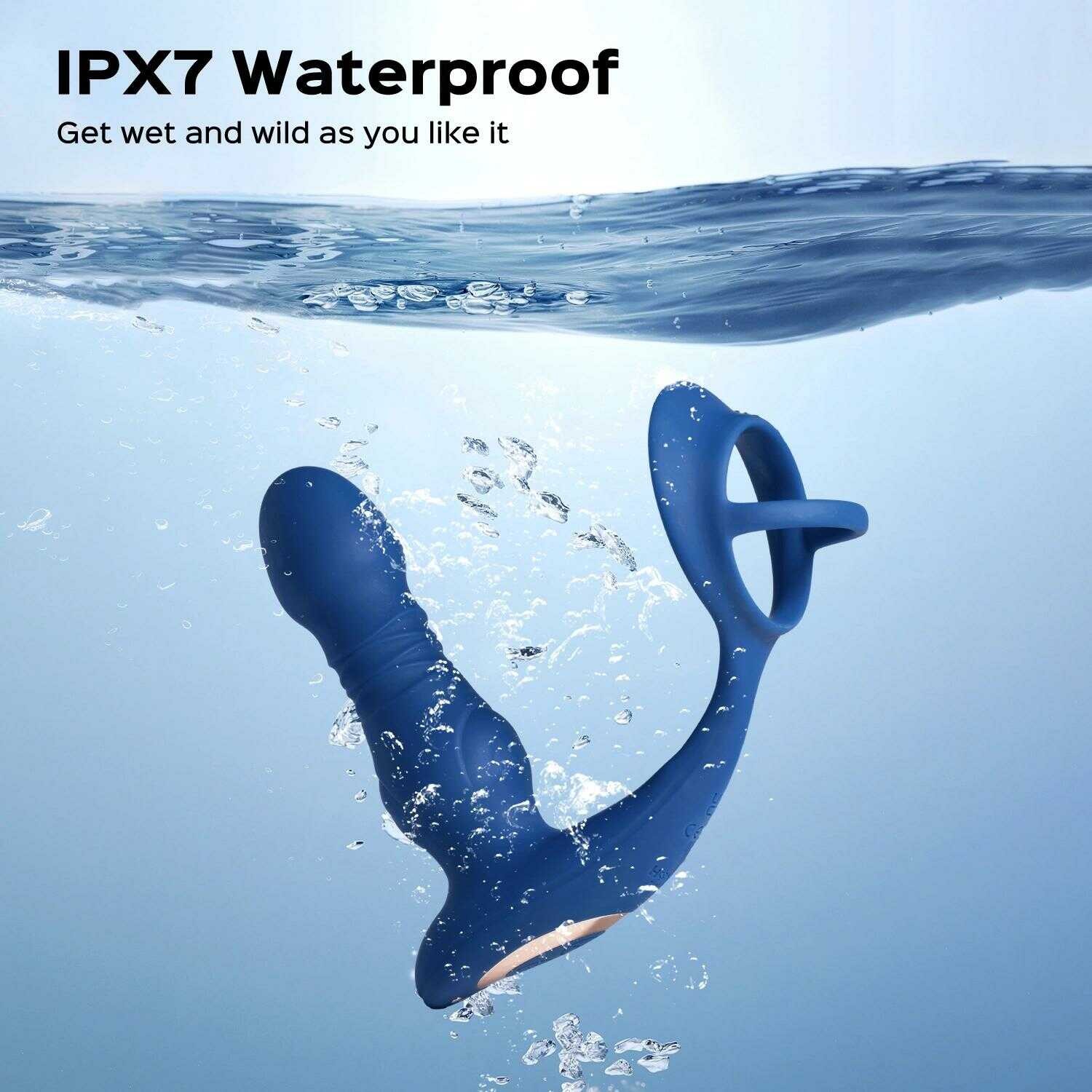 Cyrus - Vibromasseur de prostate va et vient contrôlé par application - Bleu – Image 6