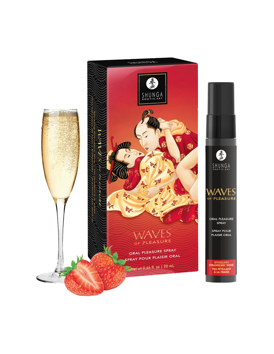 Waves of pleasure - Spray pour plaisir oral - Vin pétillant à la fraise