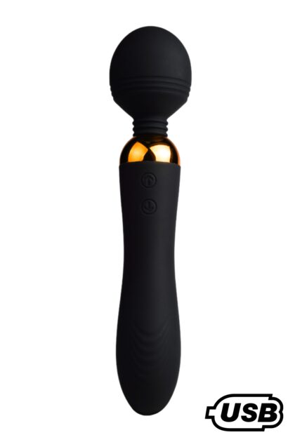 SHAKE Noir, Vibromasseur Wand USB en silicone médical avec 2 puissants moteurs indépendants