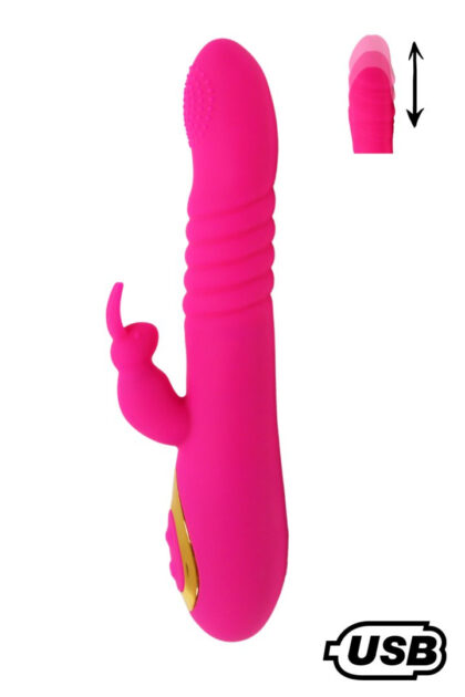 TWIST 2 Rose, Vibromasseur Rabbit va-et-vient USB en silicone médical, doté de 18 modes de stimulation