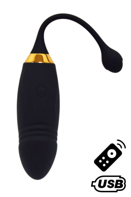 HAPPY, Un ?uf vibrant long USB avec télécommande, dans un silicone médical doux et lisse