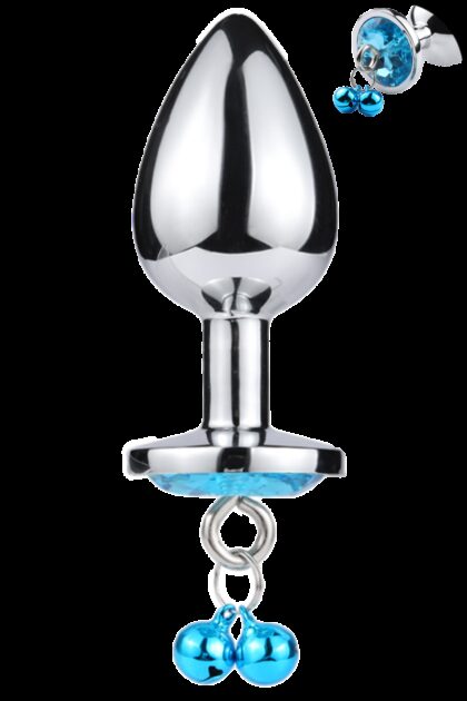 Plug bijou aluminium bleu avec clochettes Taille M JINGLE