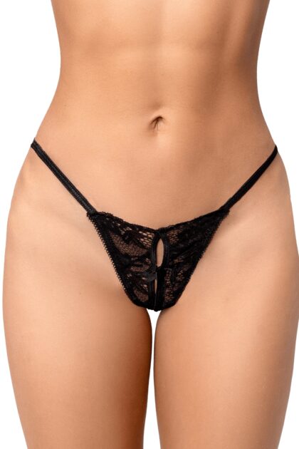 String noir classique en dentelle