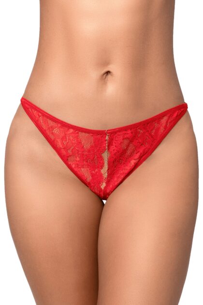 String sexy rouge en dentelle avec chaînes