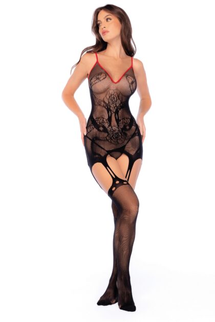 Combinaison intégrale en résille noire à motif serpent - Mapalé