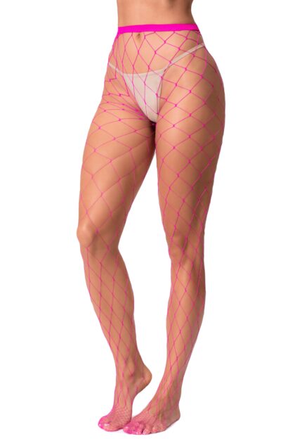 Collant large maille rose