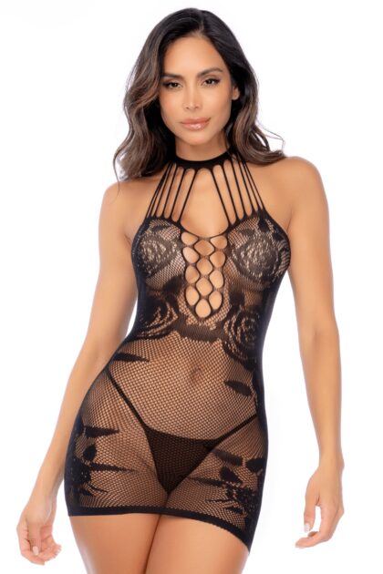 Robe en résille noire florale - Mapalé