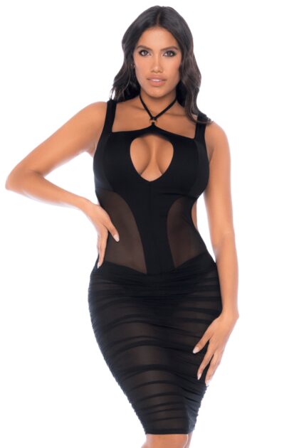 Robe noire semi transparente dos nu