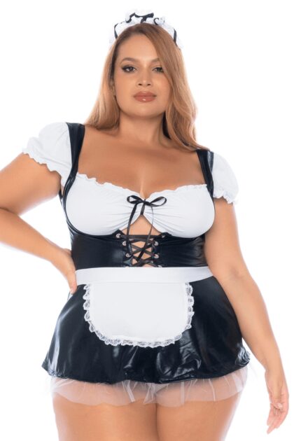 Costume sexy soubrette grande taille 3 pièces