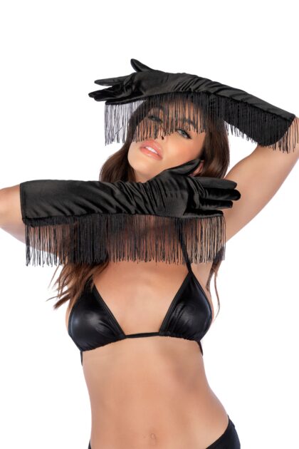 Une paire de gants noirs avec franges - Mapalé