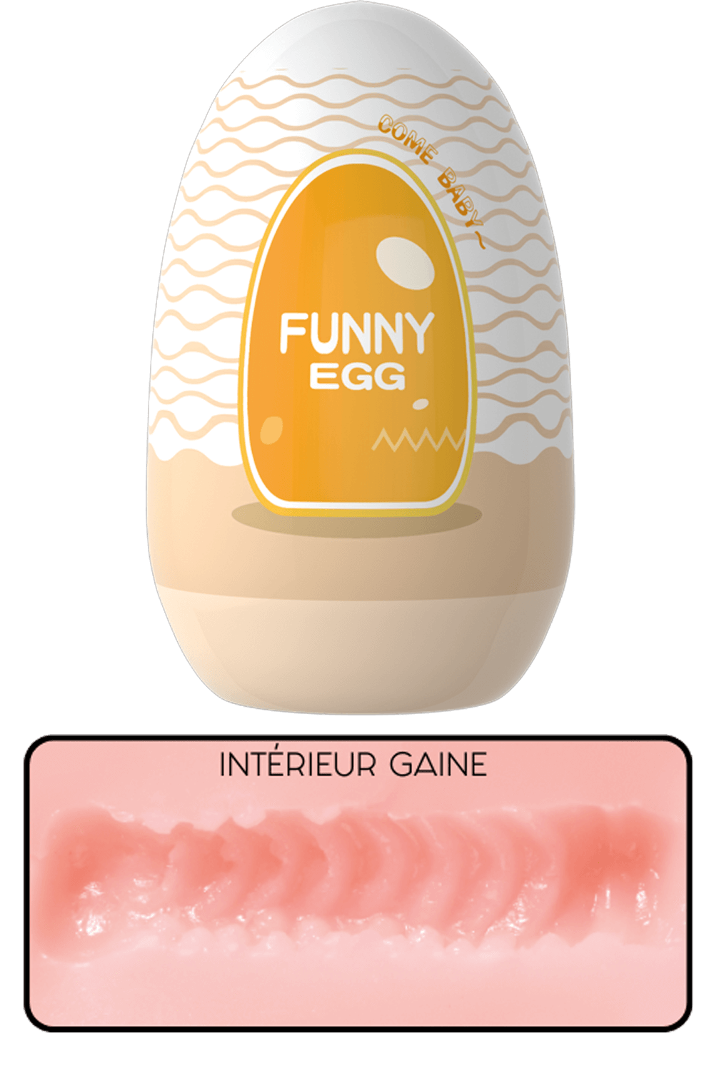 Gaine Masturbatrice Réutilisable FUNNY EGG ? Design Réaliste Vagin lèvres moyennes – Image 3