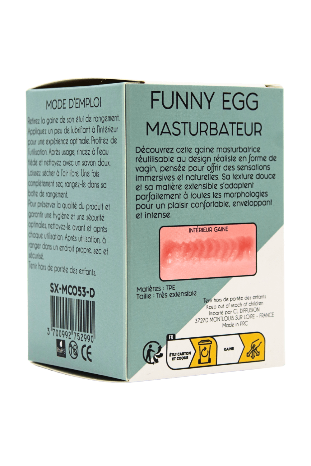Gaine Masturbatrice Réutilisable FUNNY EGG ? Design Réaliste Vagin lèvres moyennes – Image 7
